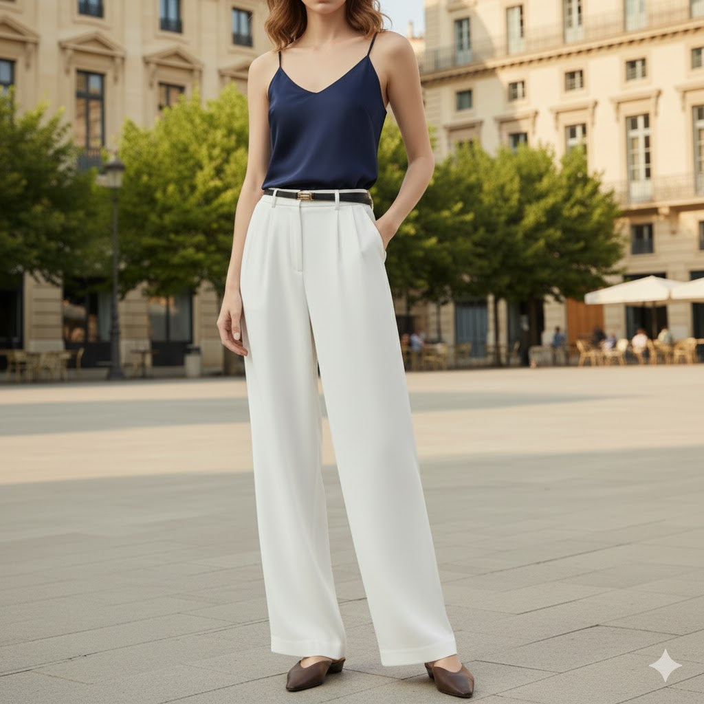 UV ATELIER – 100% Silk Wide-Leg Women’s Pants