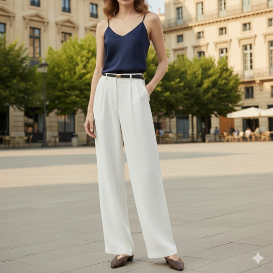 UV ATELIER – 100% Silk Wide-Leg Women’s Pants