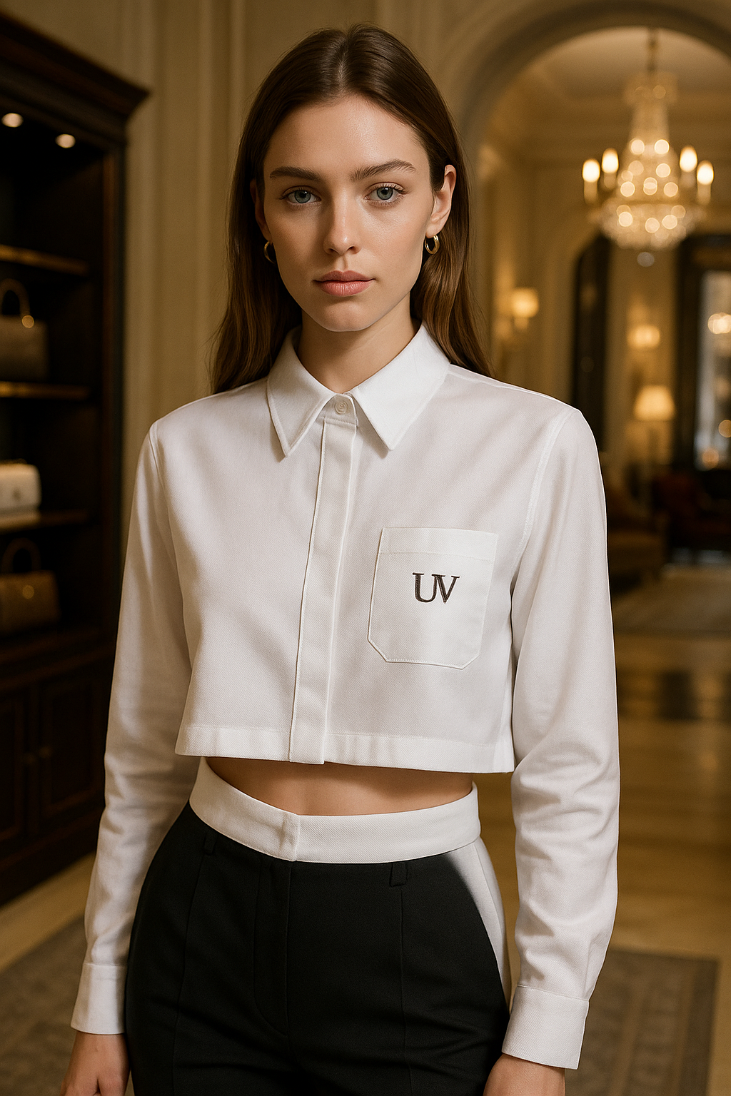 UV ATELIER Fast-Selling Ladies Casual Striped Lapel Cropped Shirt