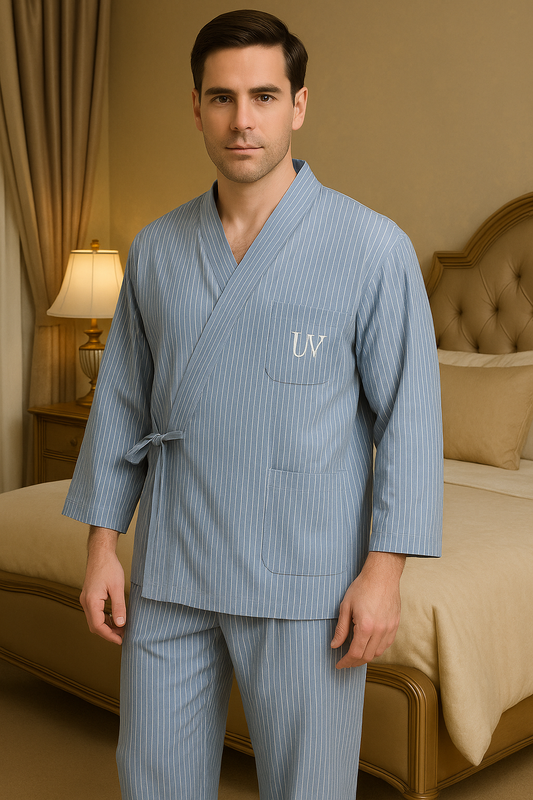 UV ATELIER Men’s Striped Kimono Pajama Set