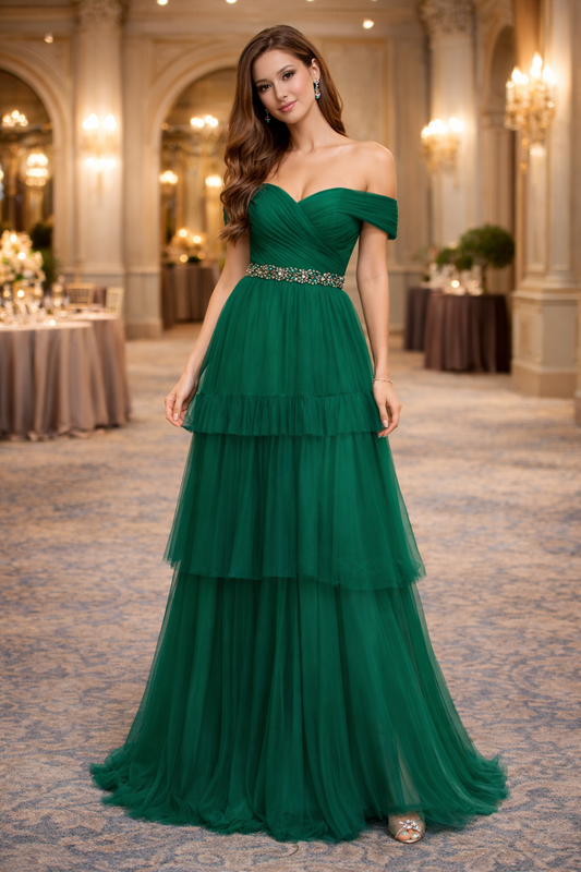 UV ATELIER 3D Embroidered Multi-Layer Gauze Long Dress