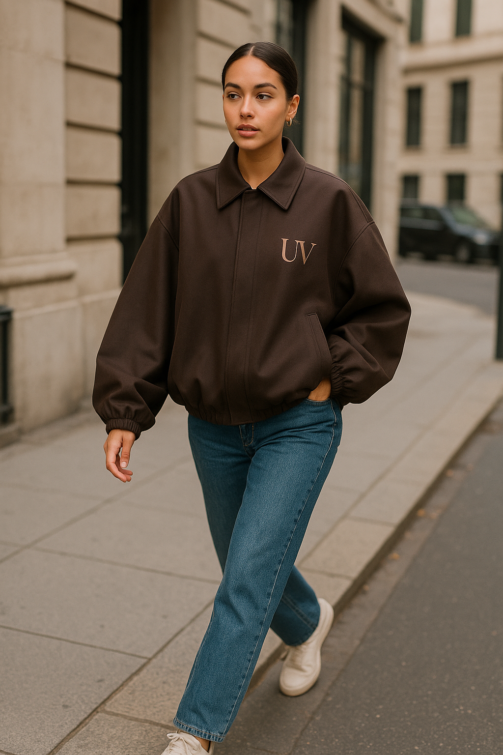 UV ATELIER Women’s Vintage Oversized Bomber Jacket