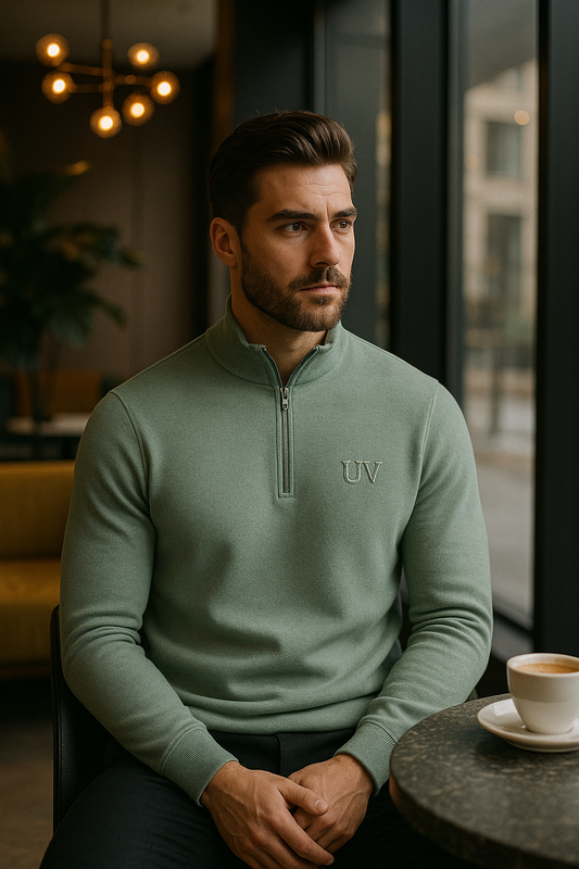 UV ATELIER Cashmere Half-Zip Knit Sweater