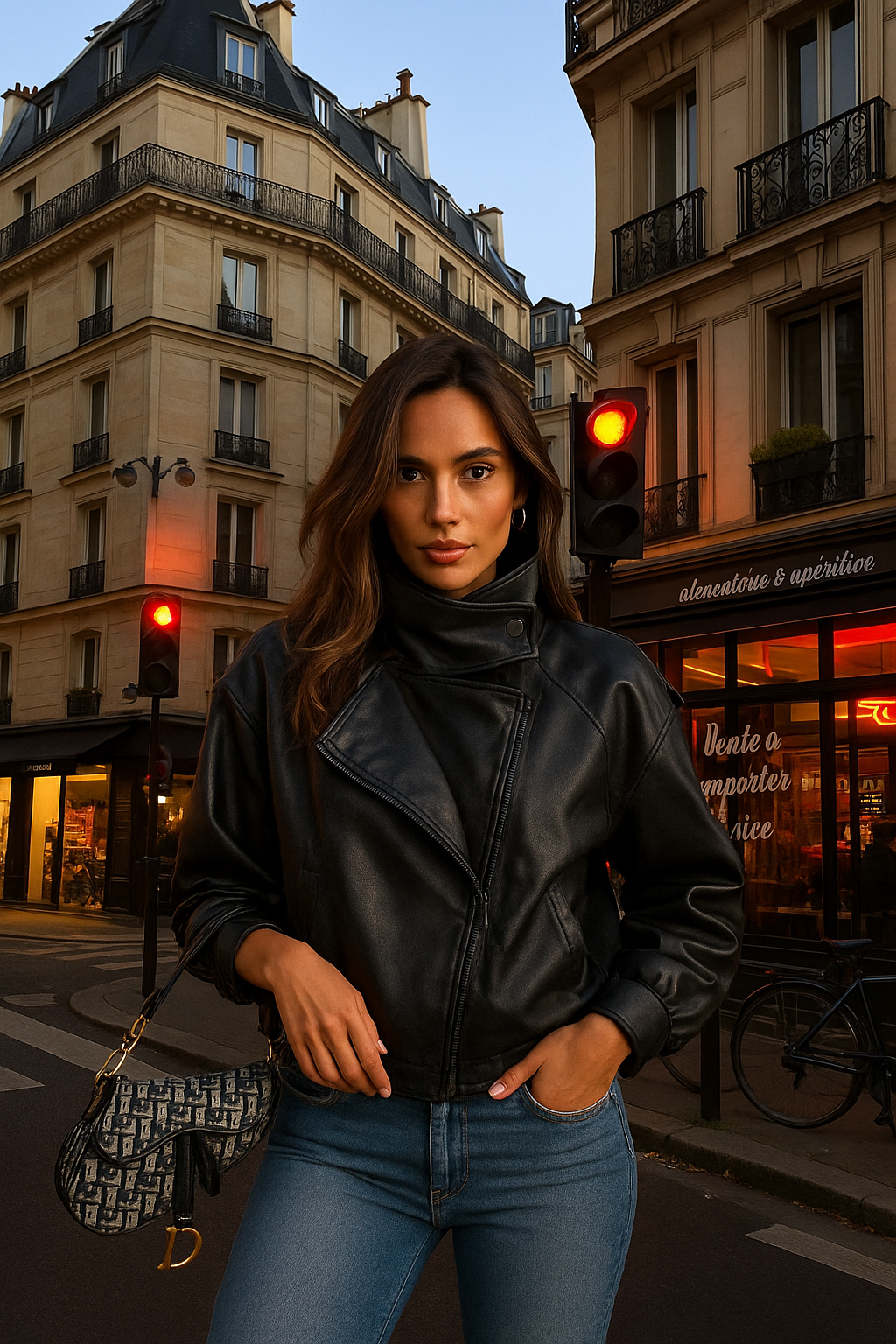 UV ATELIER – Black Pebble Faux Leather Moto Jacket
