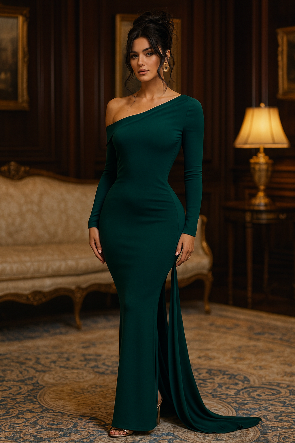 UV ATELIER – Mozision Crover Collar Long Sleeve Maxi Dress