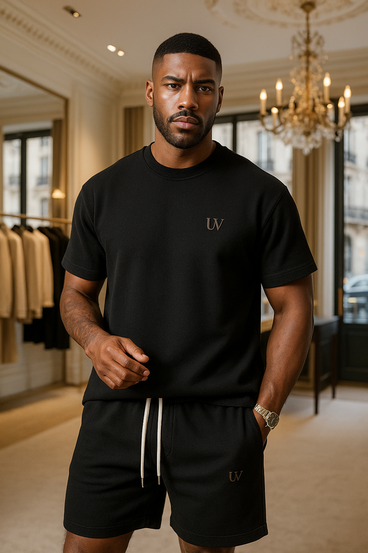 UV ATELIER 2-Piece Men’s Jacquard Short-Sleeve & Shorts Set