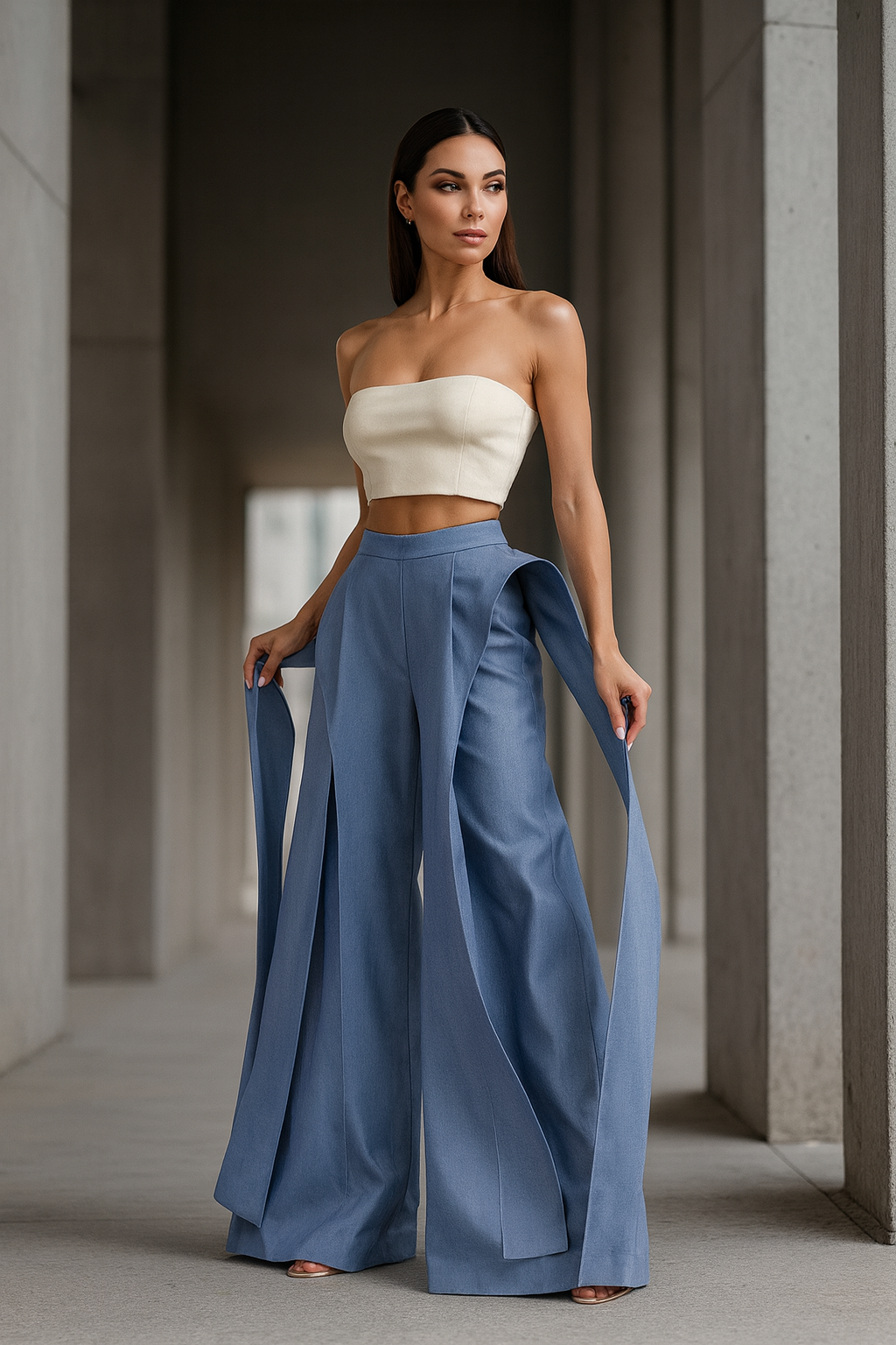 UV Atelier – Solid Color Elastic Waist Wide-Leg Jogger Pants
