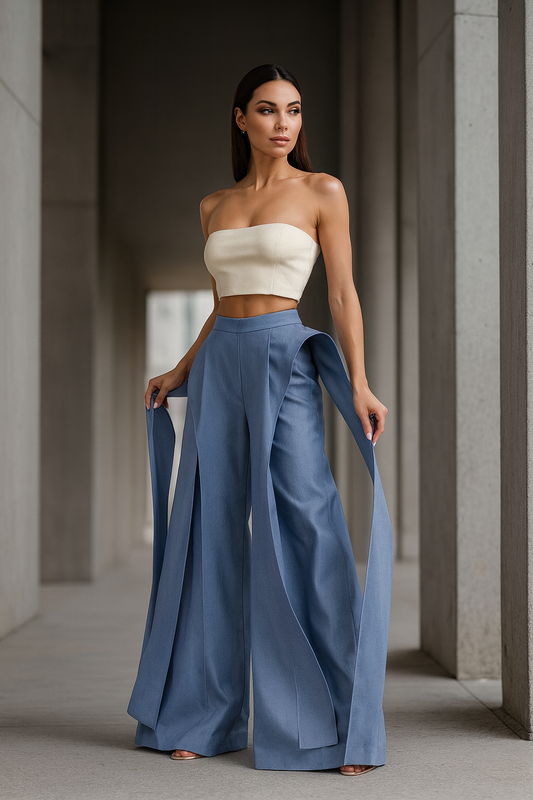 UV Atelier – Solid Color Elastic Waist Wide-Leg Jogger Pants