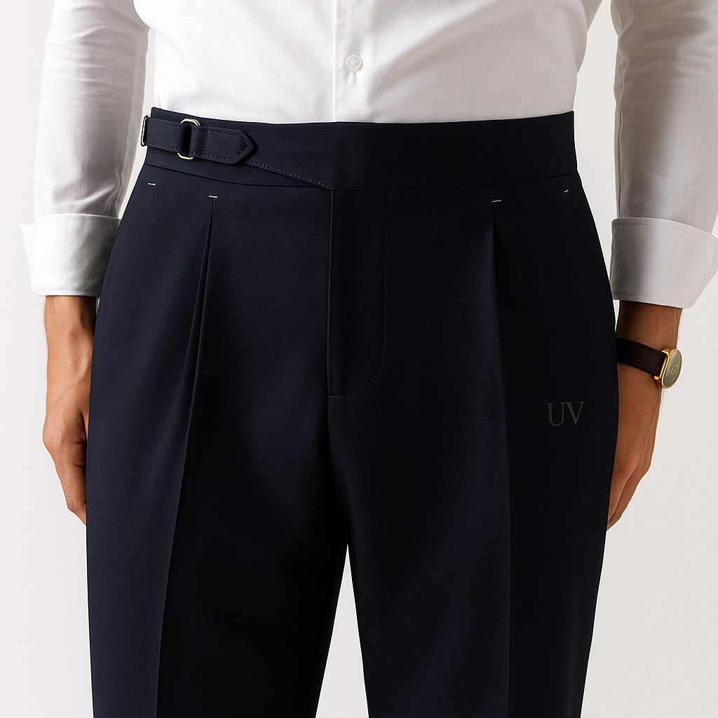Retro High-Waist Straight-Leg Pants — Autumn Denim Suit Style | UV ATELIER