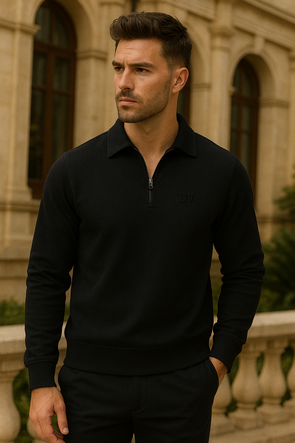 UV ATELIER – Men’s Quarter-Zip Casual Sweatshirt