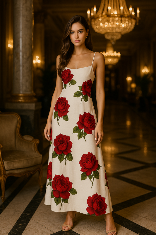 UV ATELIER Sleeveless Rose Midi Dress