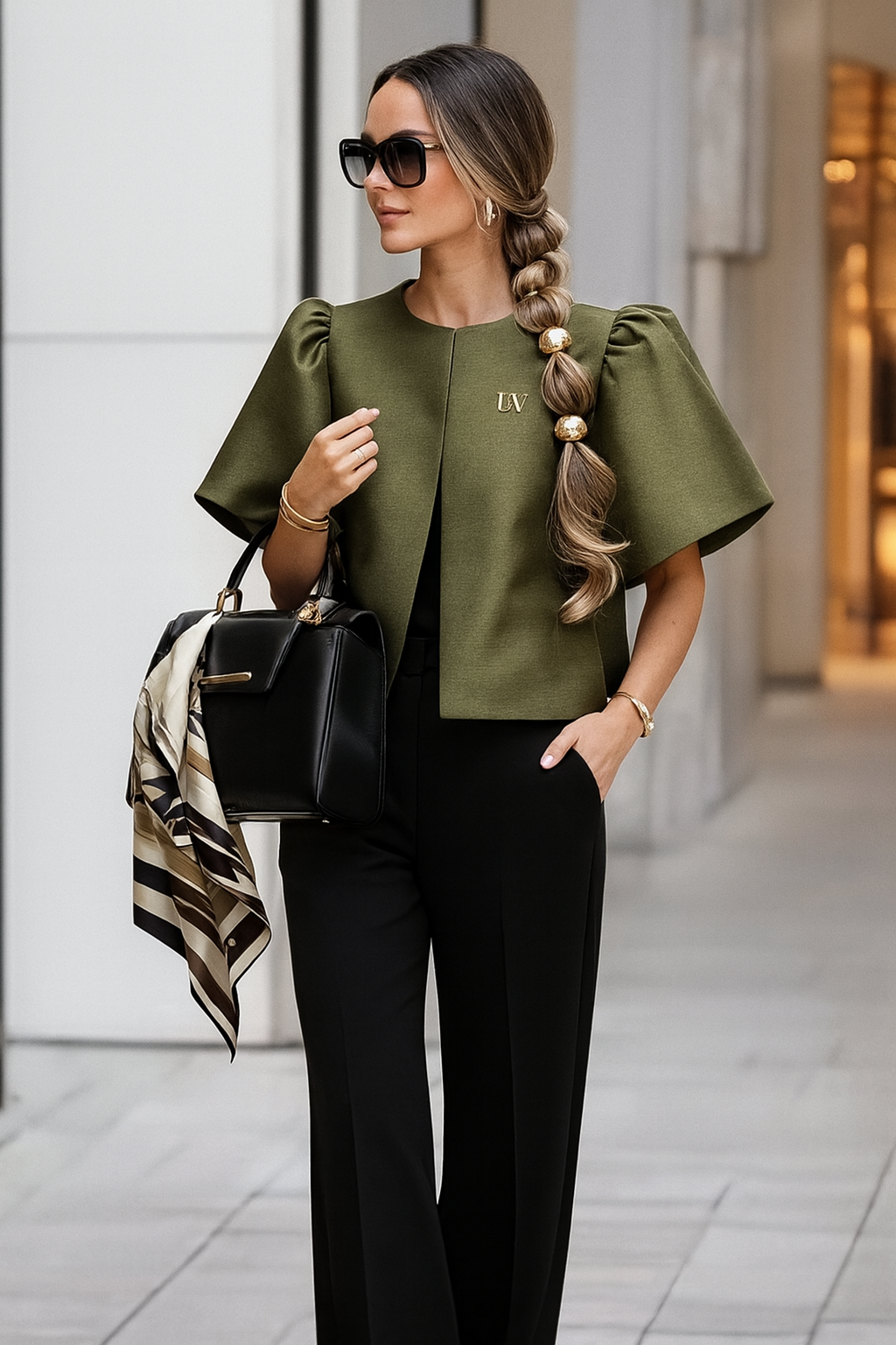 UV ATELIER – 2025 Chic Puff Short-Sleeve Cropped Shirt