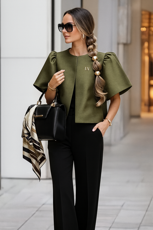 UV ATELIER – 2025 Chic Puff Short-Sleeve Cropped Shirt