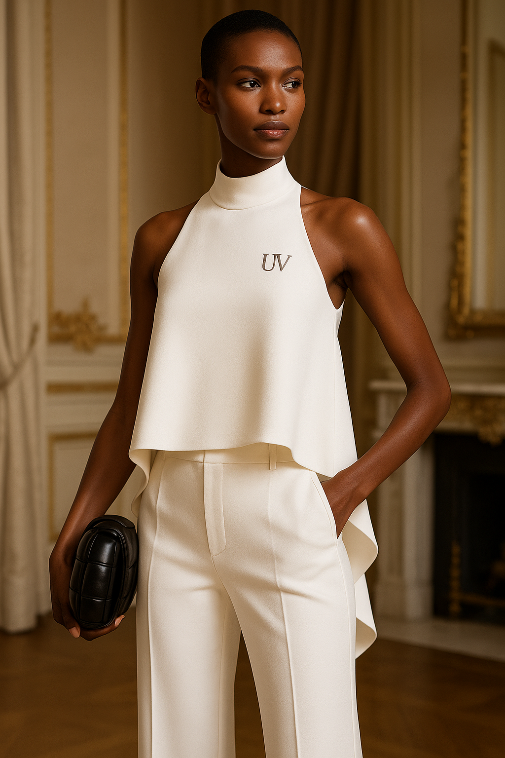 UV ATELIER – Sleeveless Irregular Hem White Blouse