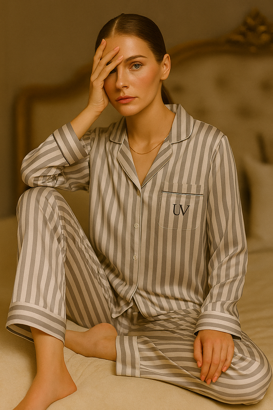 UV Atelier Elegant Striped Polyester Pajama Set