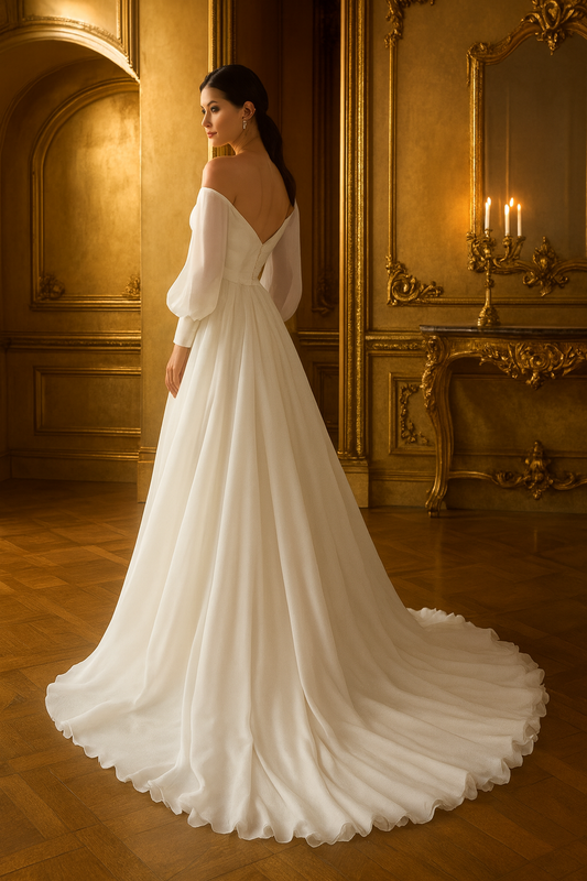 UV ATELIER Elegant Puff Pastry Sleeve White Maxi Dress – 2025