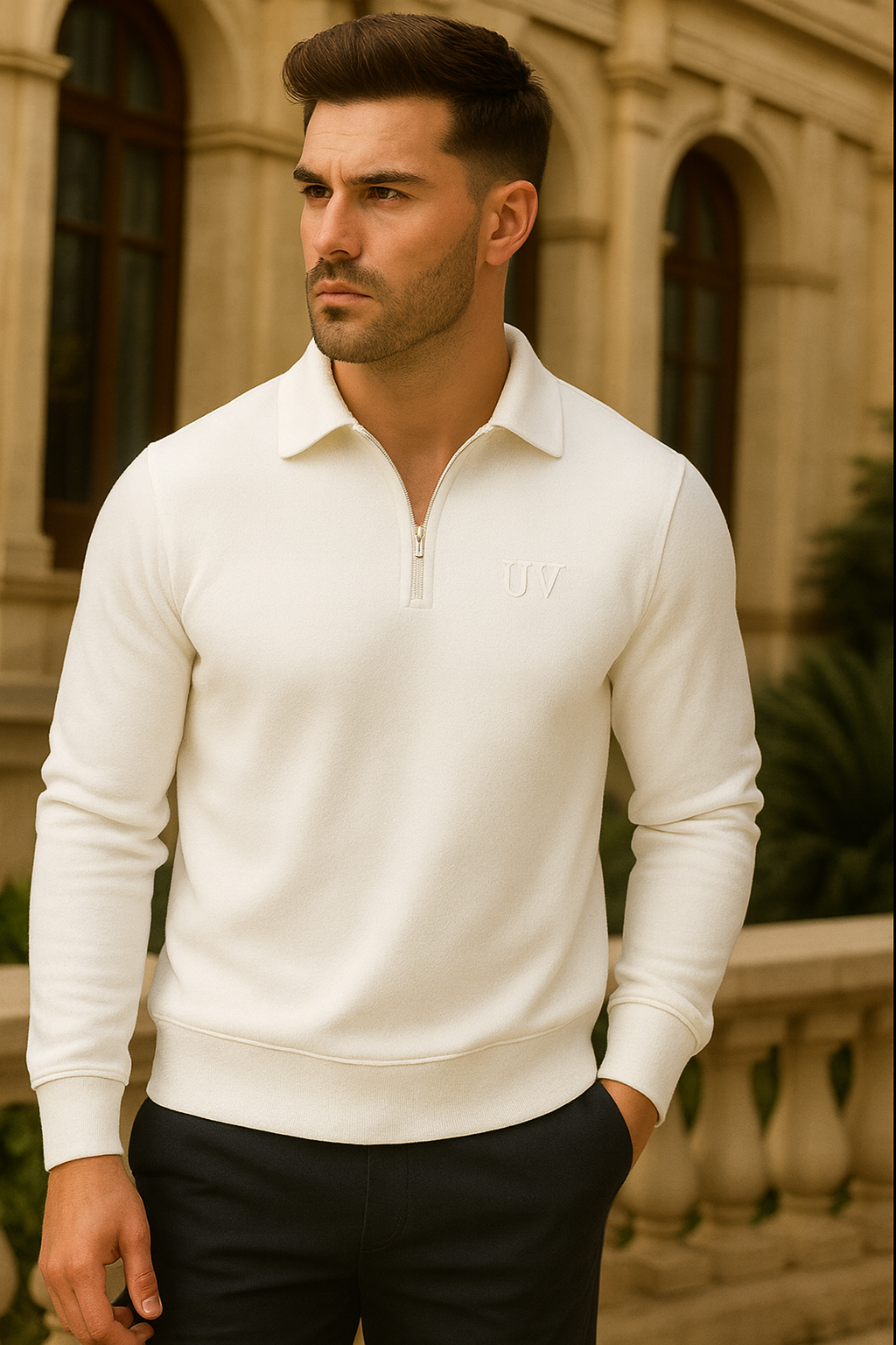 UV ATELIER – Men’s Quarter-Zip Casual Sweatshirt