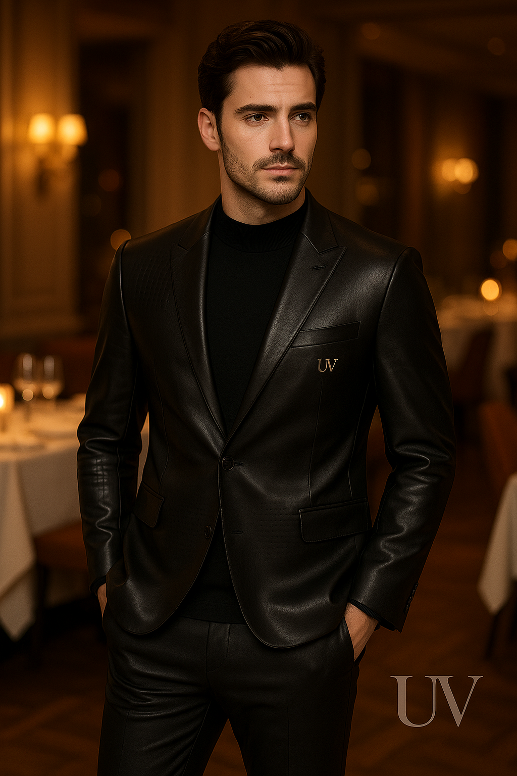 UV ATELIER Luxury Men’s Sheepskin Leather Jacket