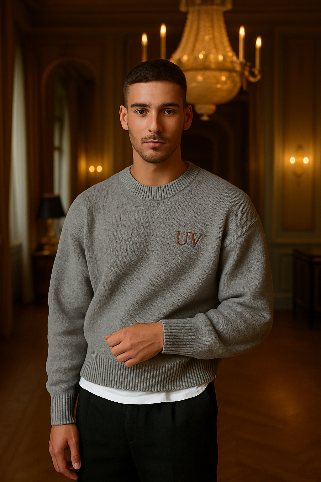 UV ATELIER – Men’s Simple Solid Color Knit Sweater