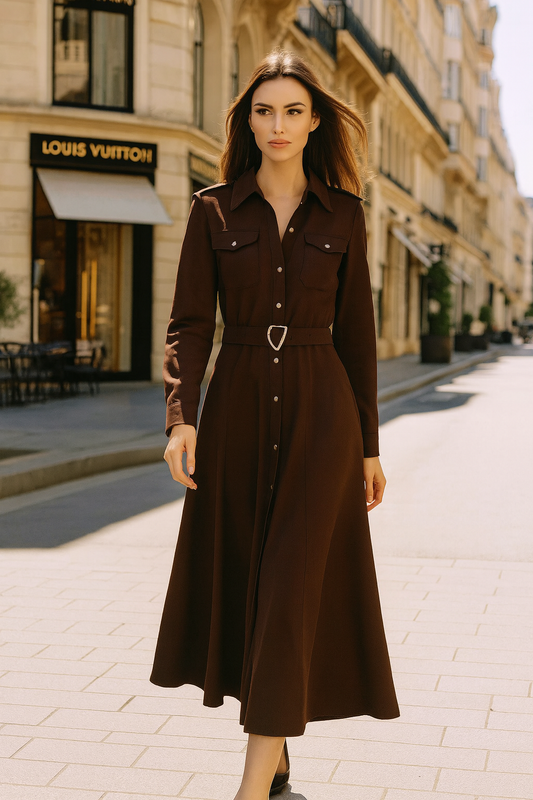 UV ATELIER Autumn Ladies Elegant Mid-Long Dress