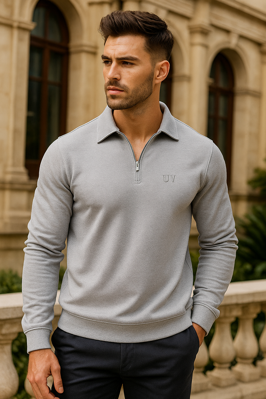 UV ATELIER – Men’s Quarter-Zip Casual Sweatshirt