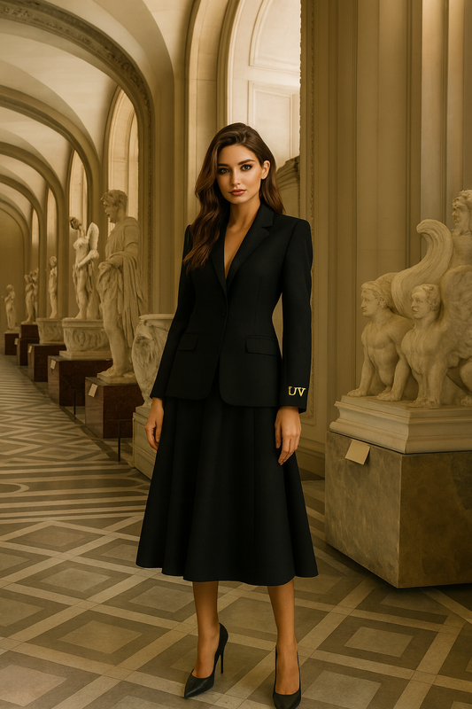 UV ATELIER – Long Blazer-Style Splicing Dress