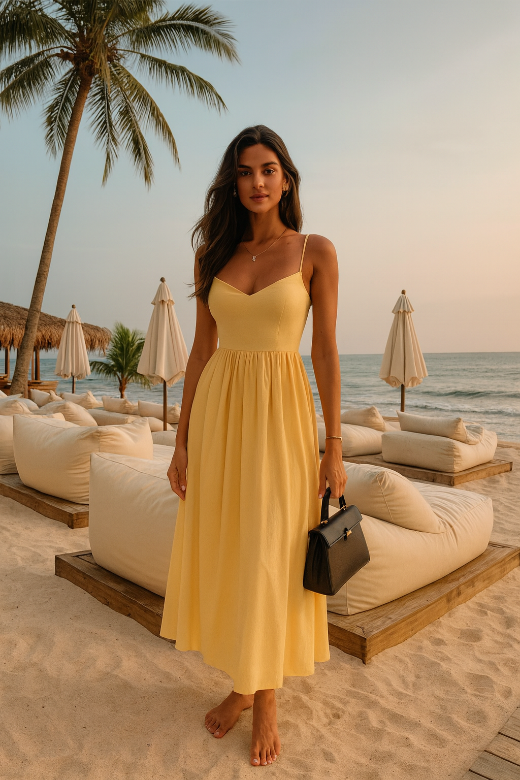 UV ATELIER – Sleeveless V-Neck Pleated Maxi Dress