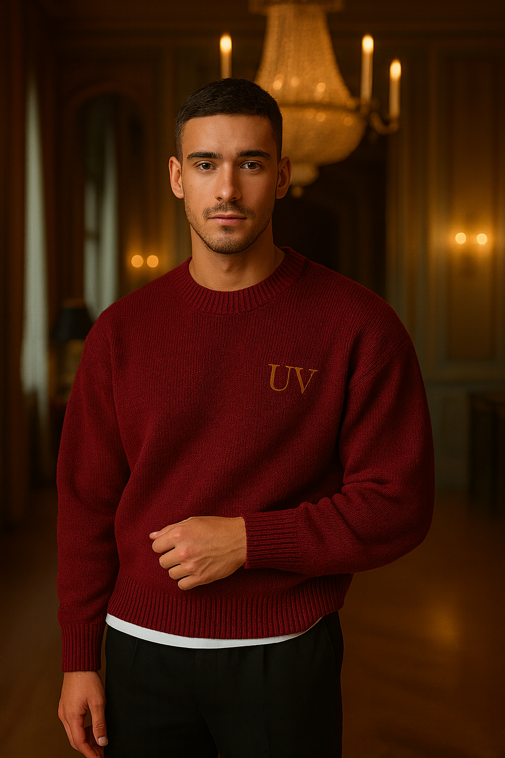 UV ATELIER – Men’s Simple Solid Color Knit Sweater