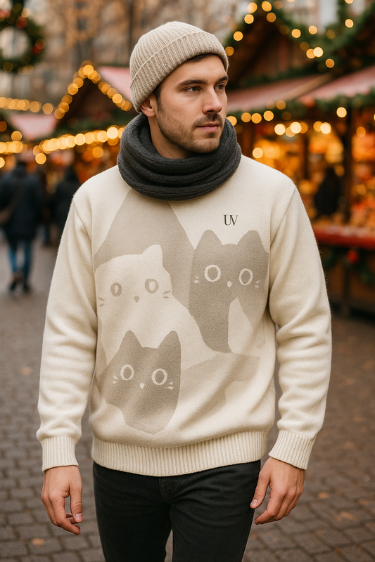 UV ATELIER Cartoon Cat Knitted Sweater 2025