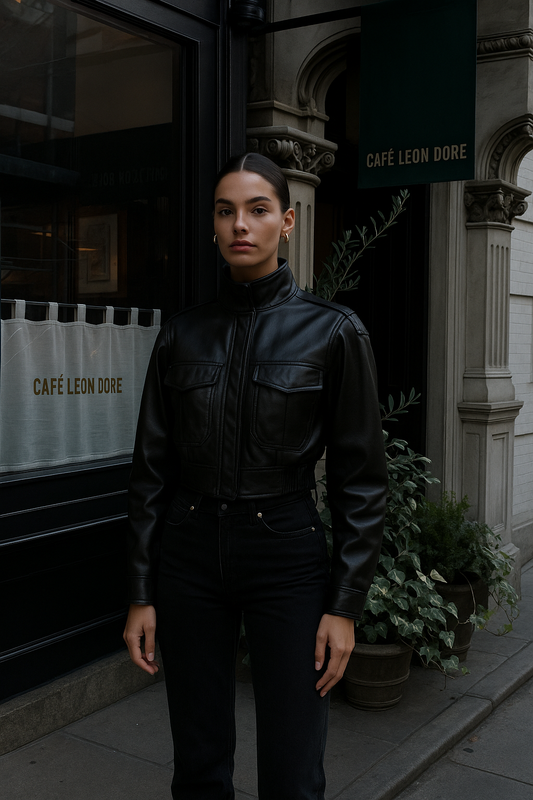 UV ATELIER Casual Short Leather-Style Outerwear